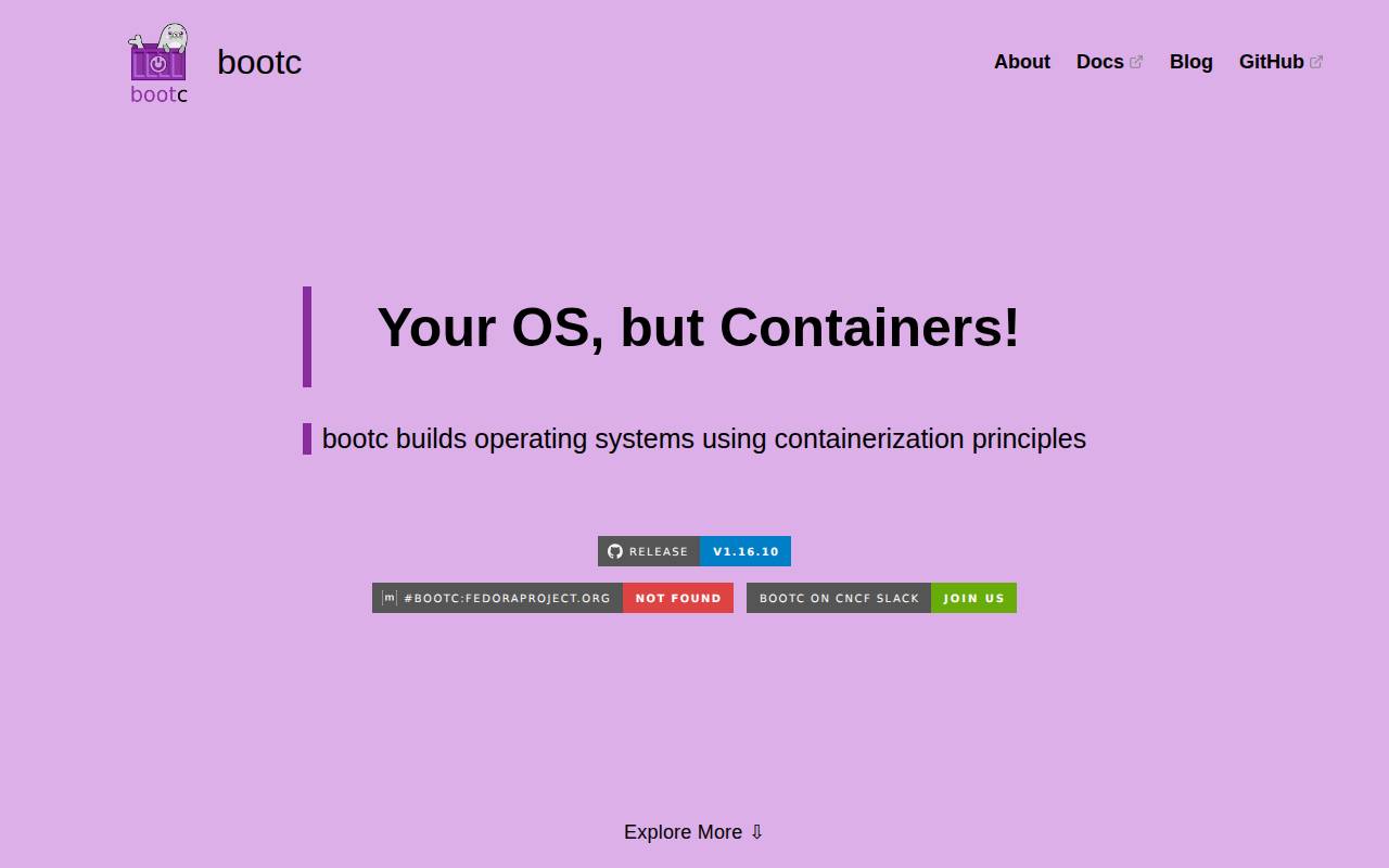 Screenshot of bootc.dev
