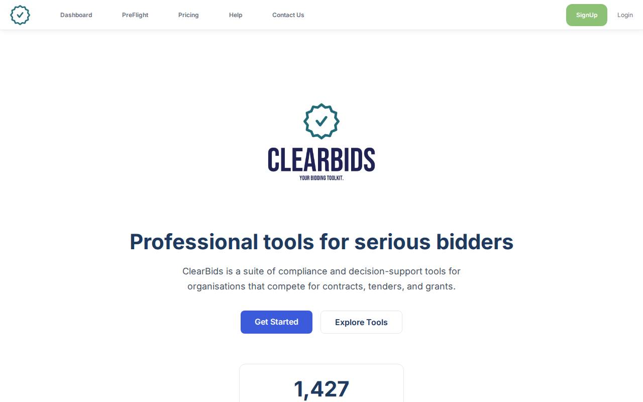 Screenshot of clearbids.io