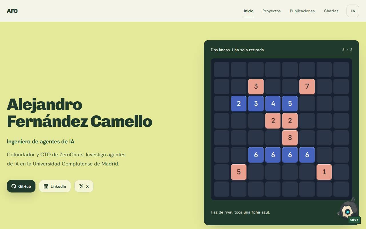 Screenshot of alejandrofernandezcamello.me