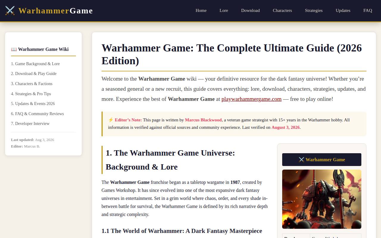 Screenshot of playwarhammergame.com