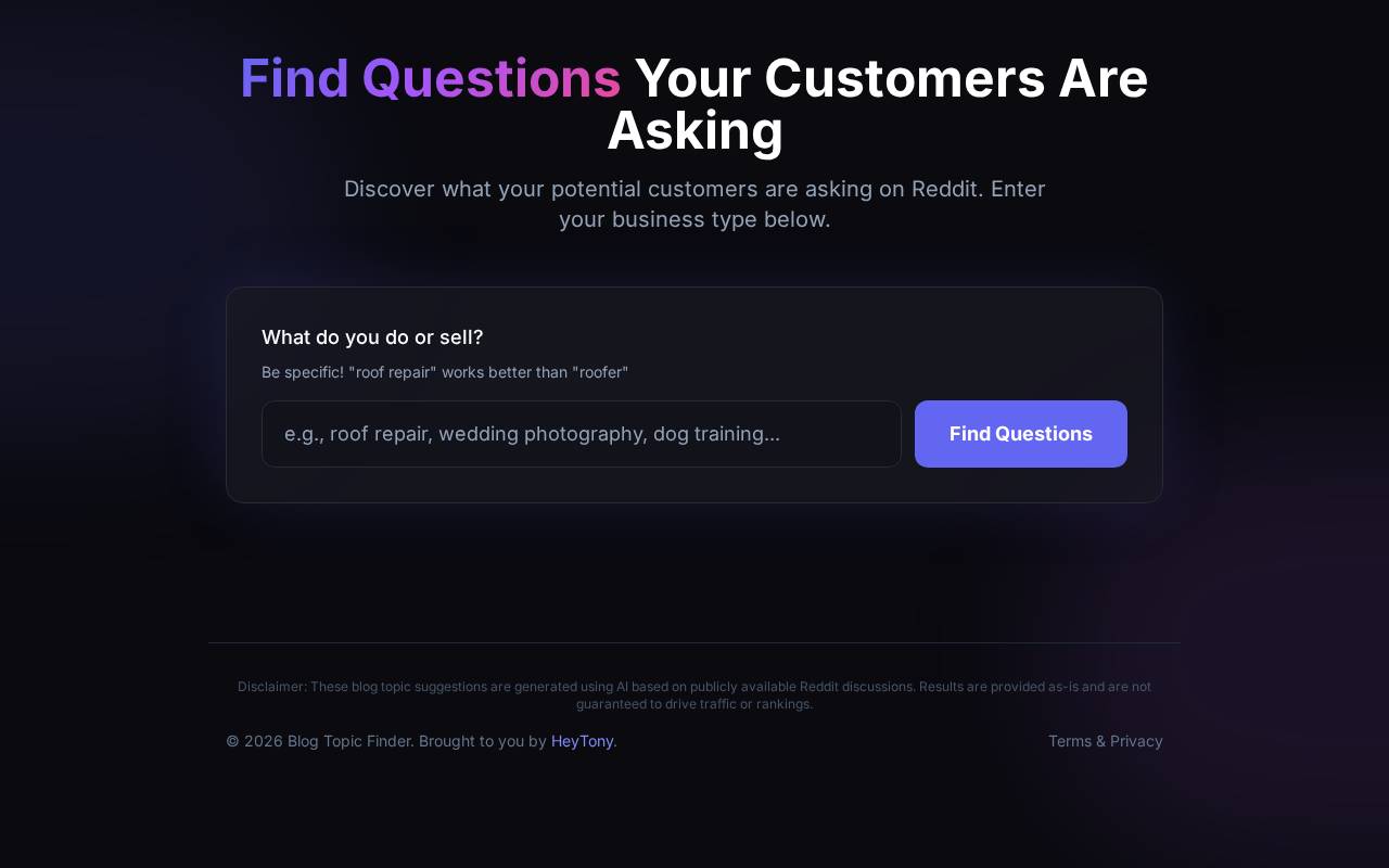 Screenshot of findquestions.com