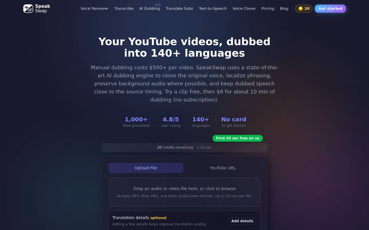 Screenshot of speakswap.io