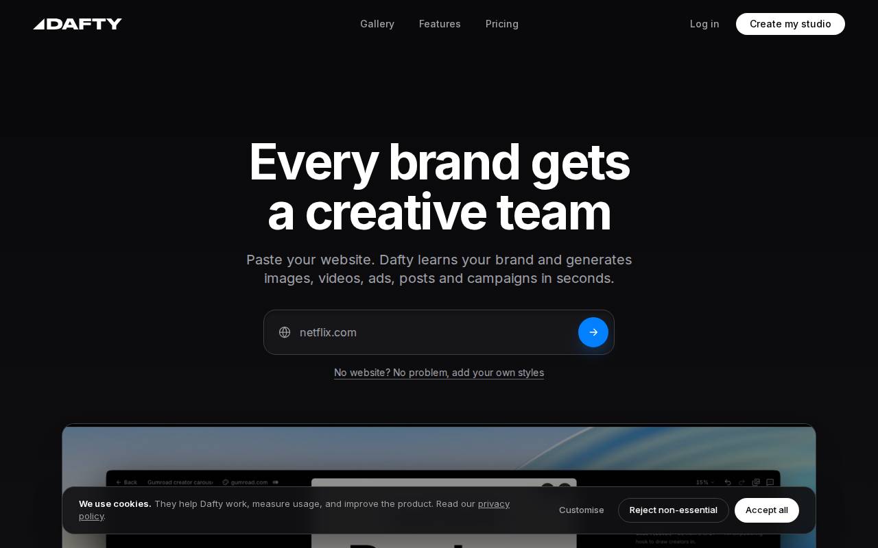 Screenshot of www.dafty.ai
