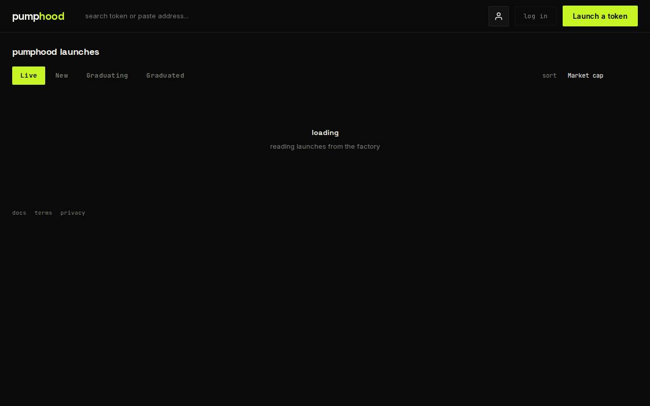Screenshot of pumphood.fun