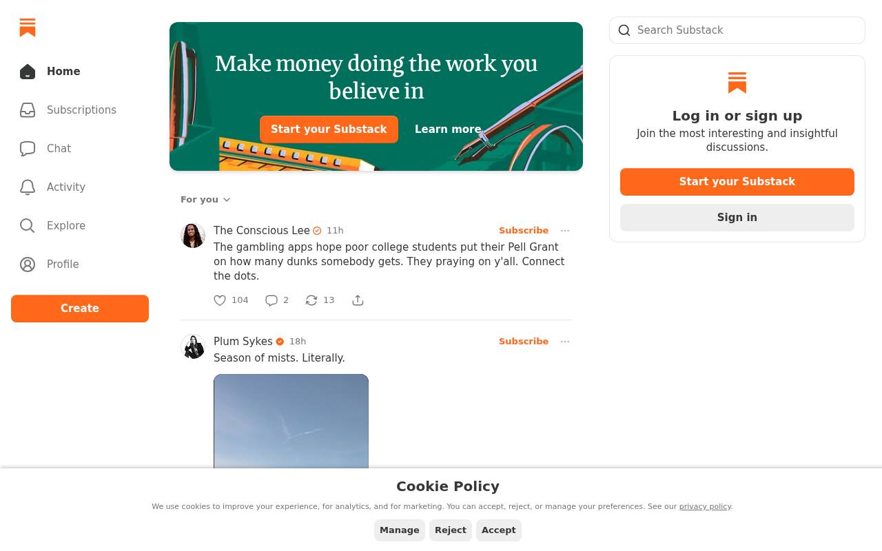 Screenshot of substack.com