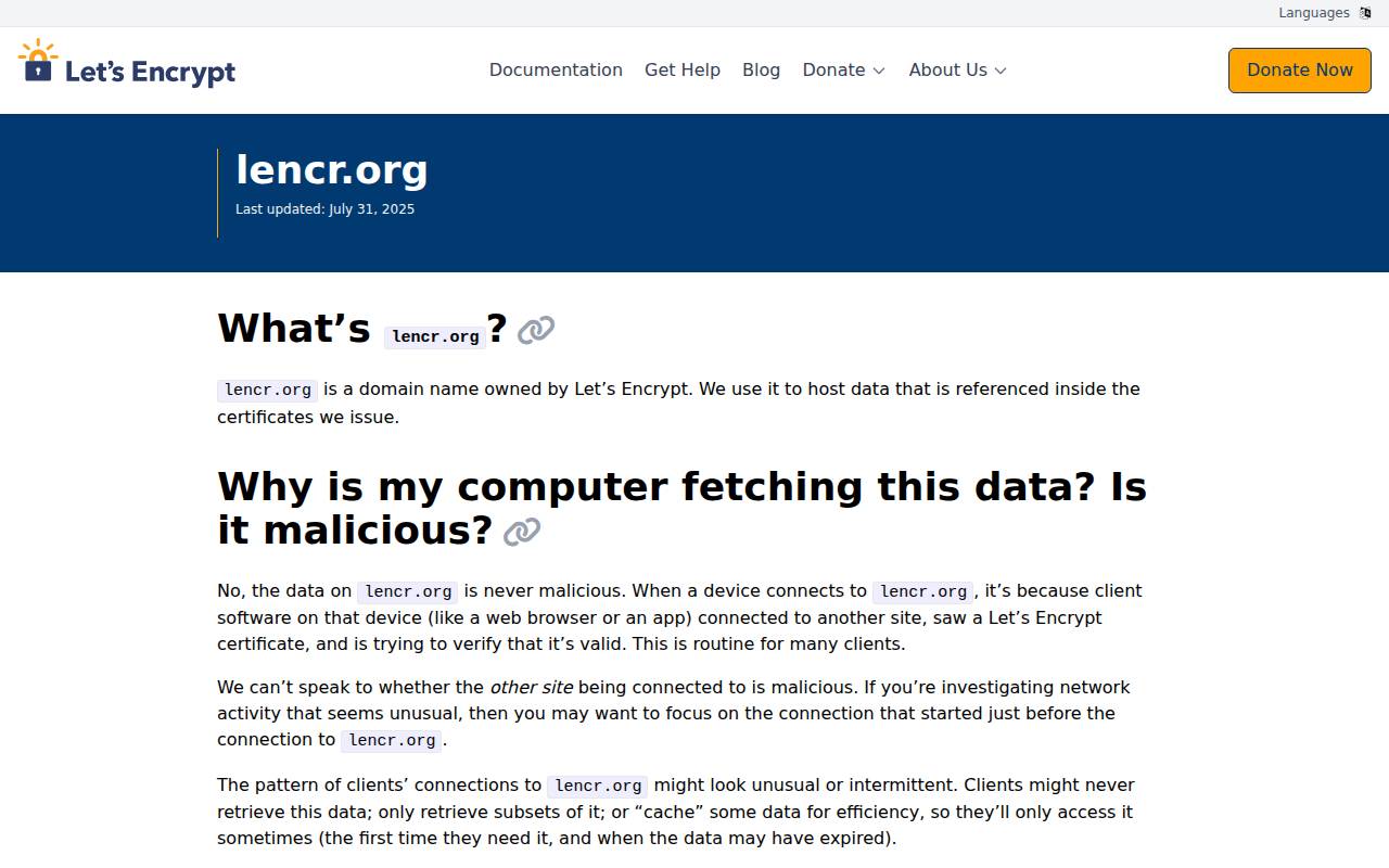 Screenshot of lencr.org