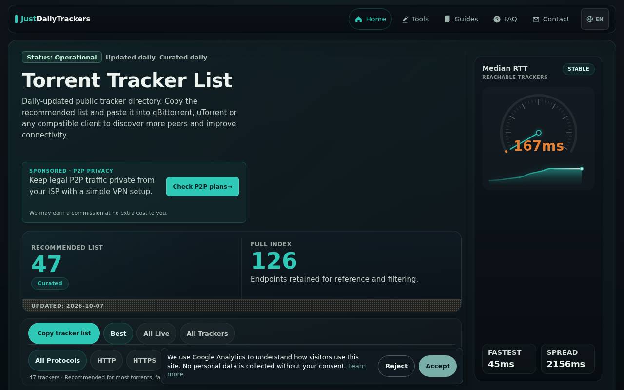 Screenshot of justdailytrackers.com