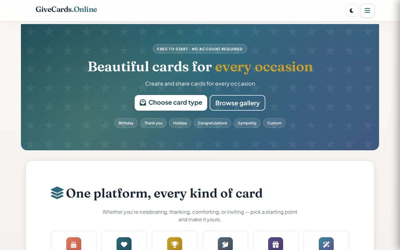 Screenshot of givecards.online