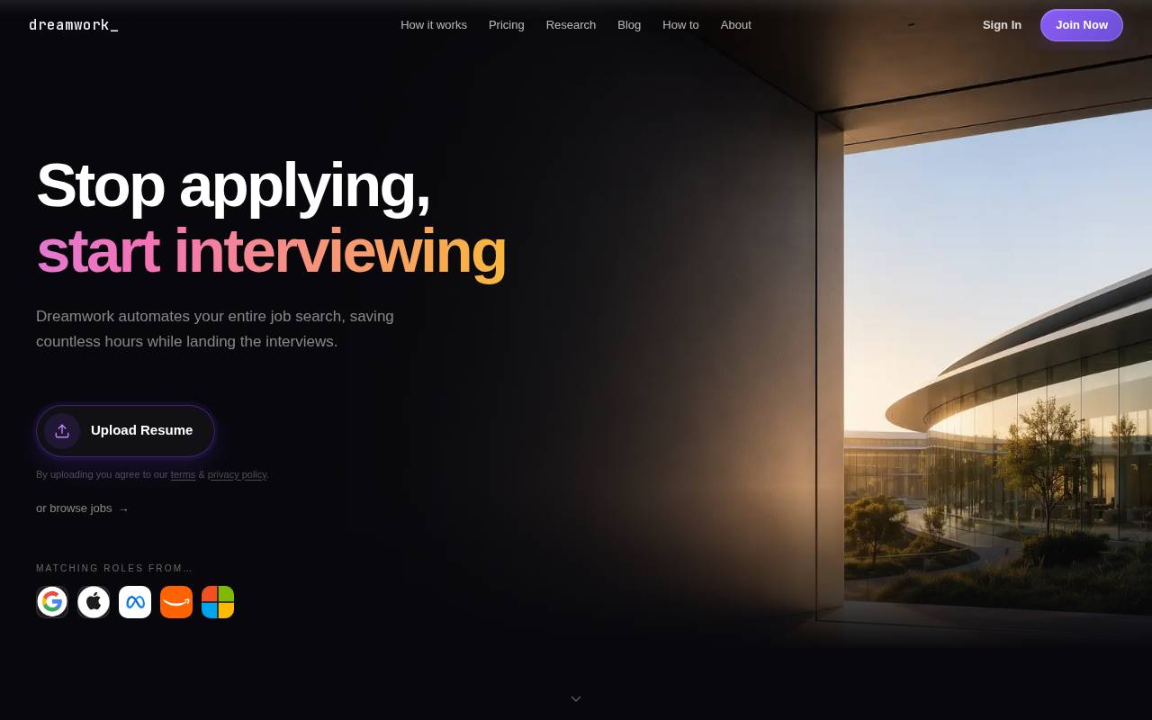 Screenshot of dreamworkhq.com