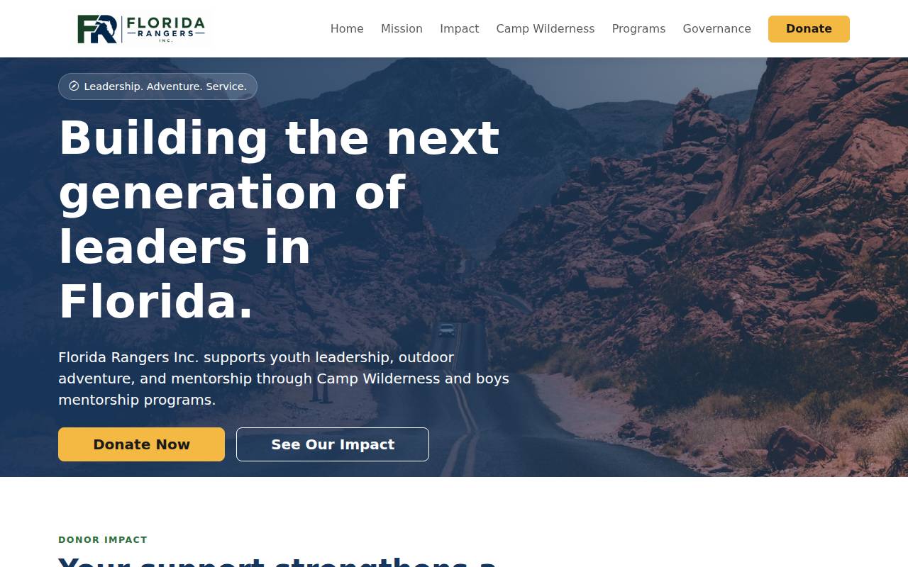 Screenshot of floridarangers.org
