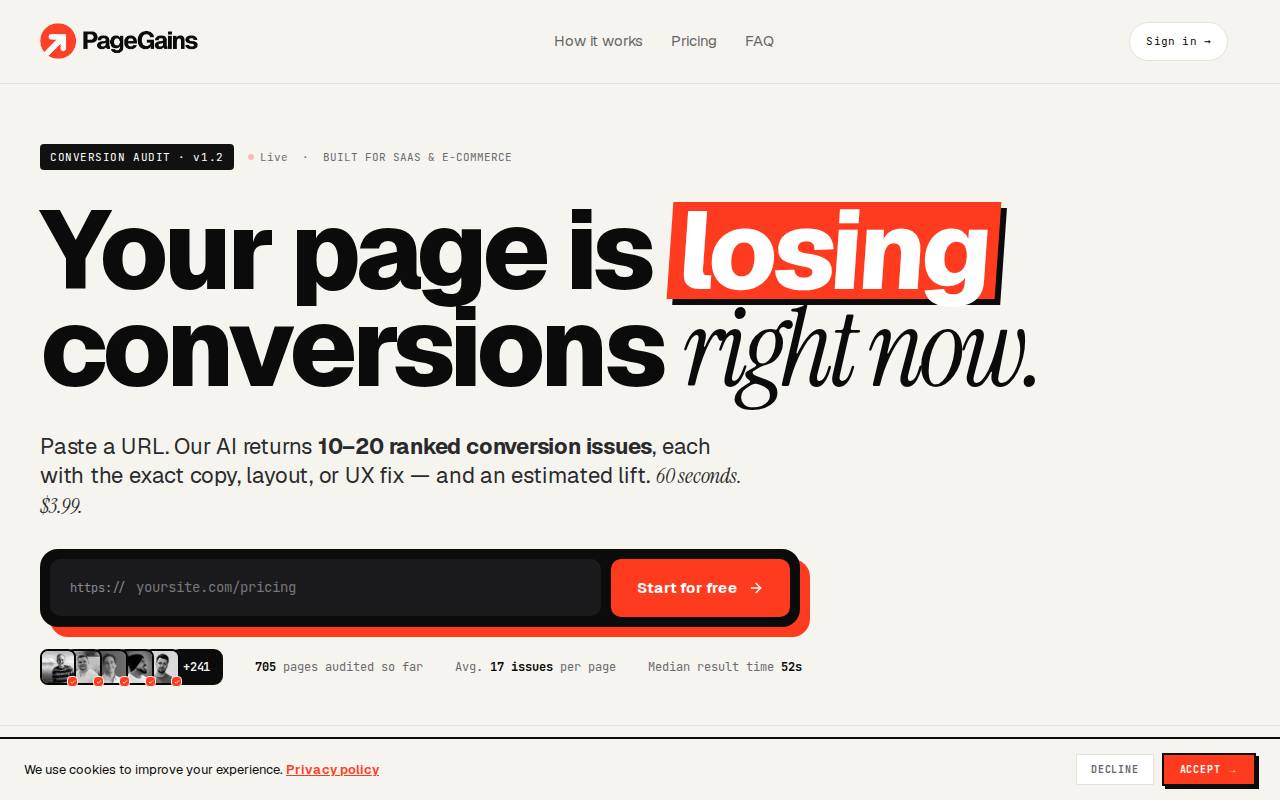 Screenshot of pagegains.com