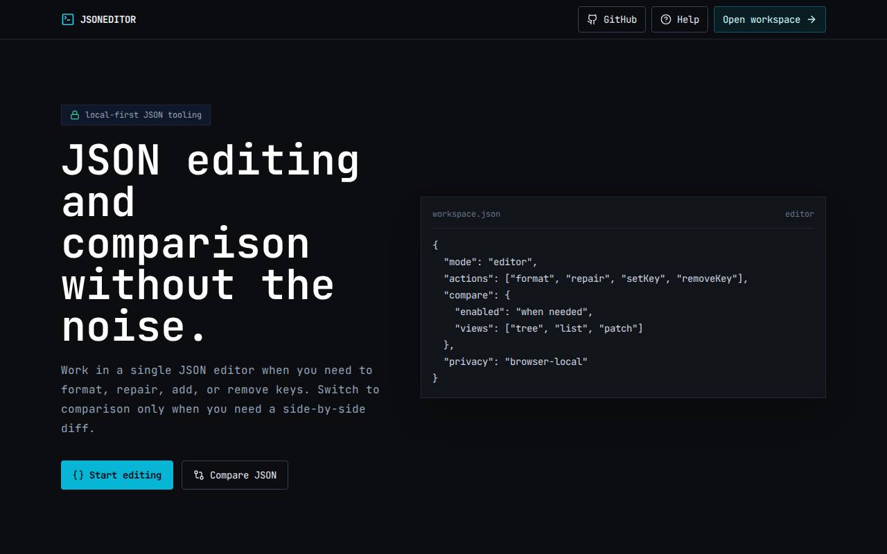 Screenshot of jsoneditor.shubhamashish.xyz