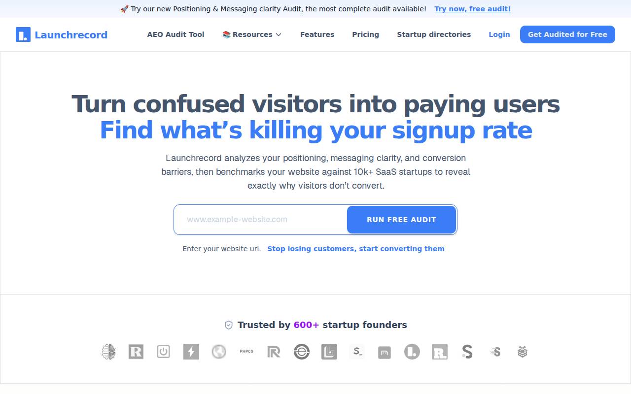 Screenshot of launchrecord.com