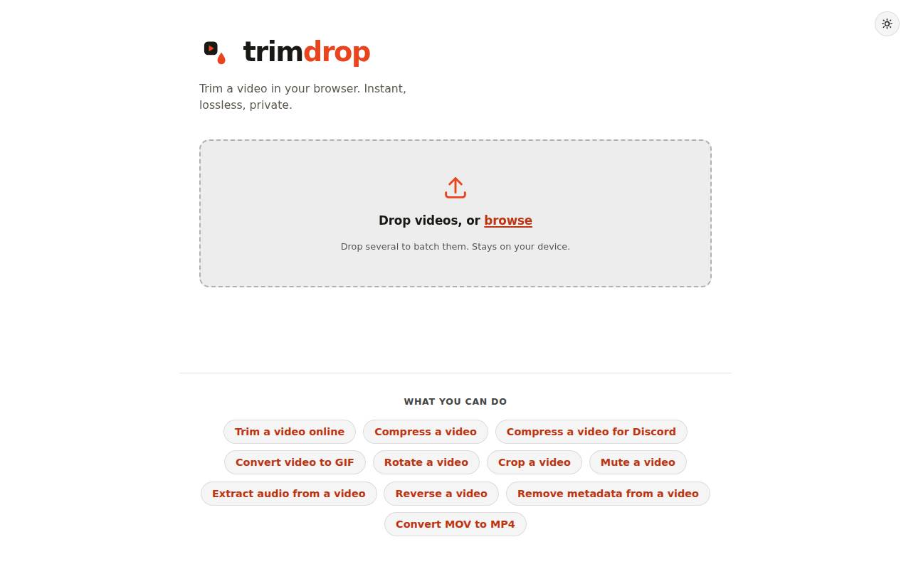 Screenshot of trimdrop.com