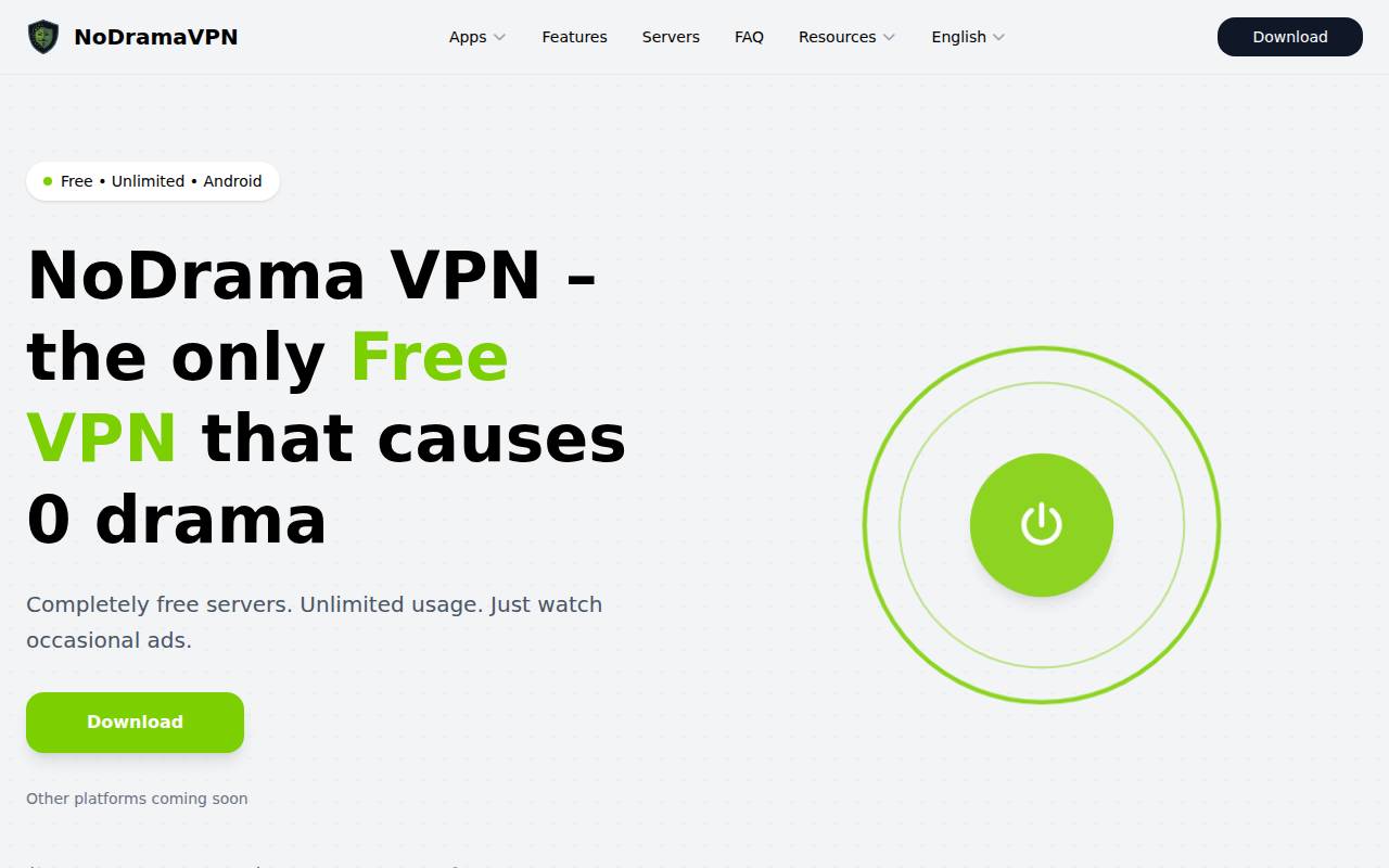 Screenshot of nodramavpn.com