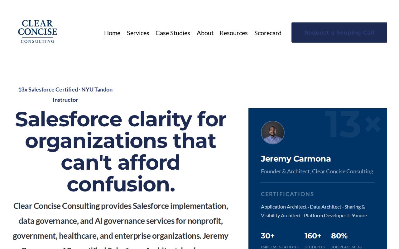 Screenshot of clearconciseconsulting.com