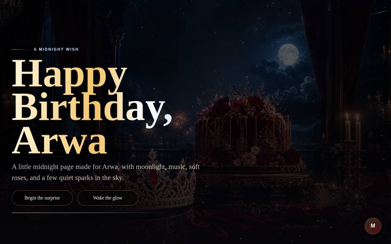 Screenshot of arwa-birthday-wish.netlify.app