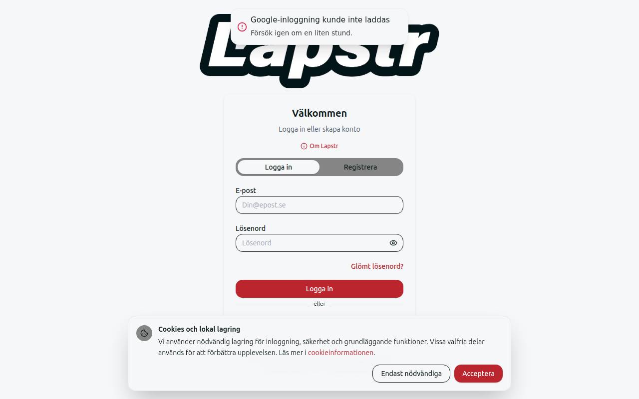 Screenshot of lapstr.se