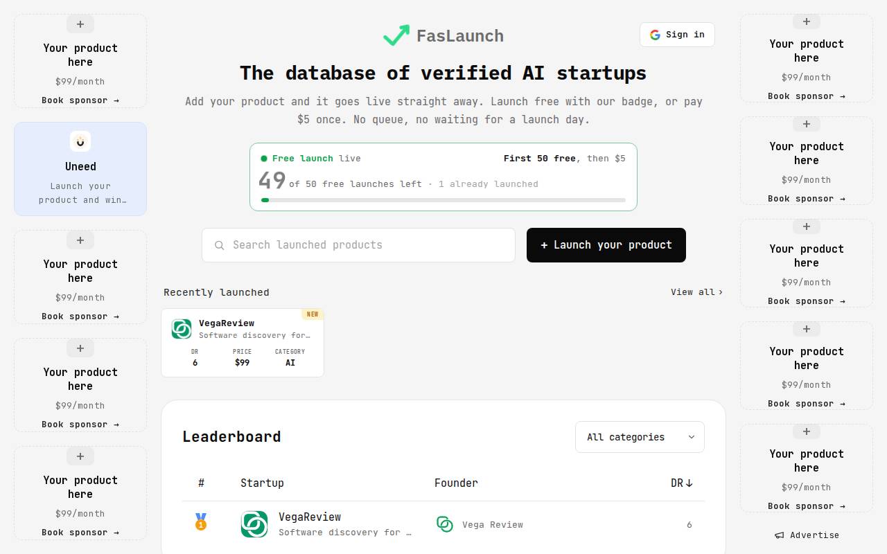 Screenshot of faslaunch.com