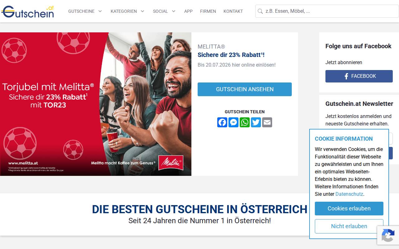 Screenshot of gutschein.at