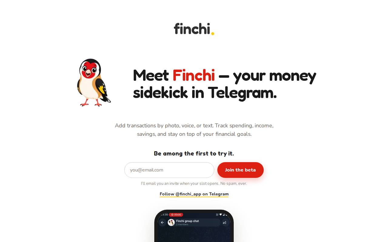 Screenshot of finchi.app