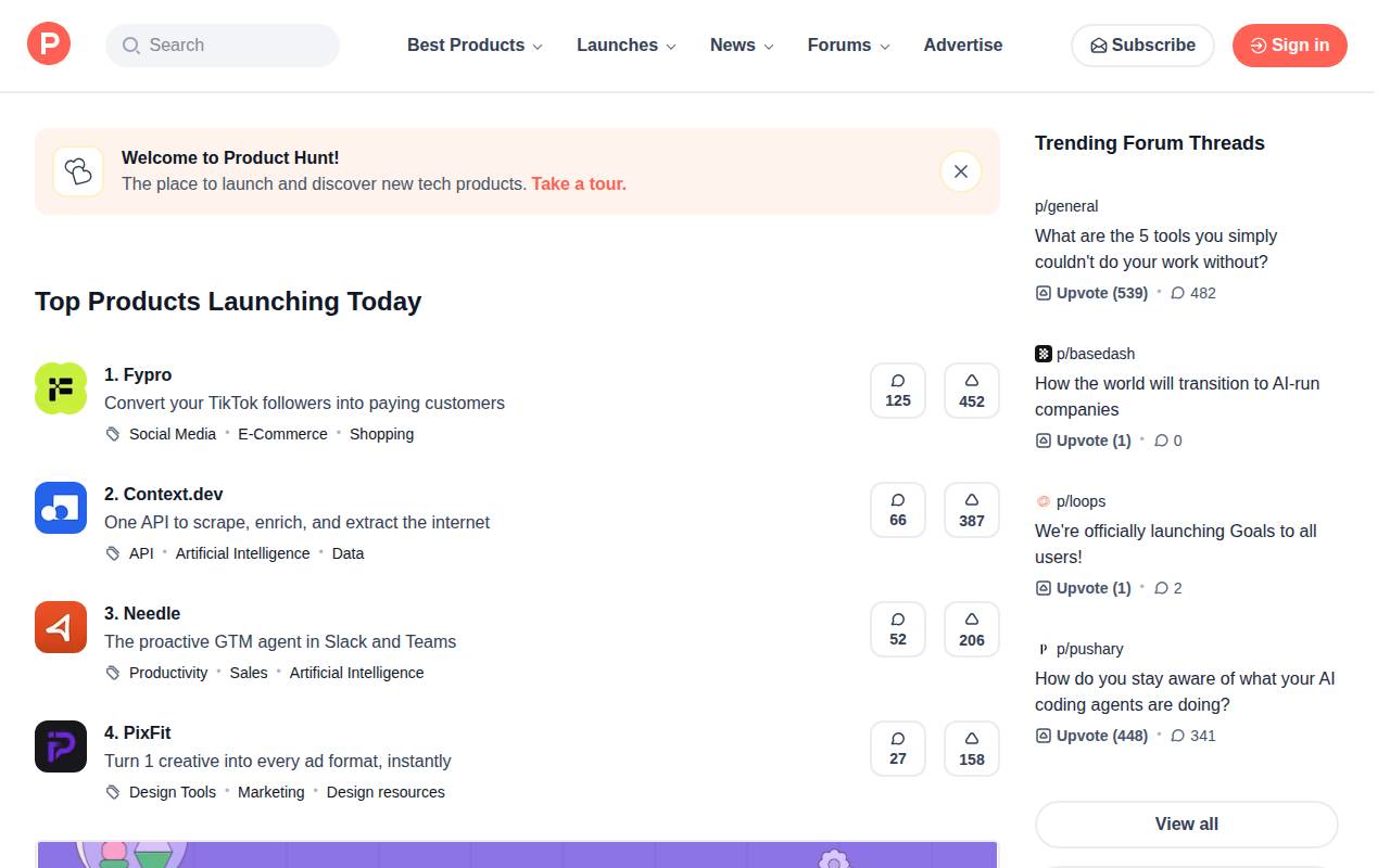Screenshot of www.producthunt.com