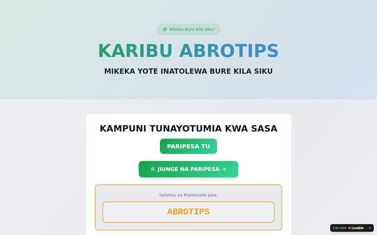 Screenshot of abro-magic-links.lovable.app