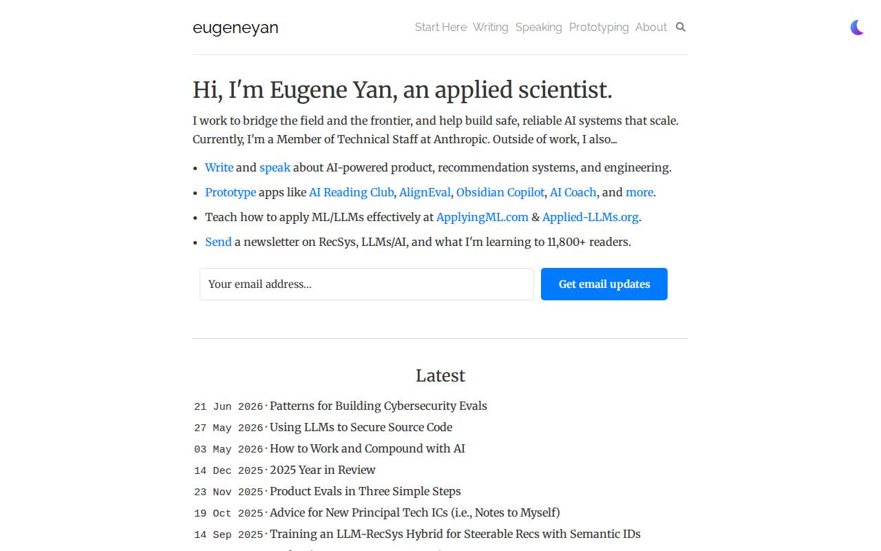 Screenshot of eugeneyan.com