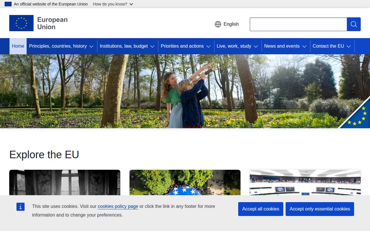 Screenshot of europa.eu