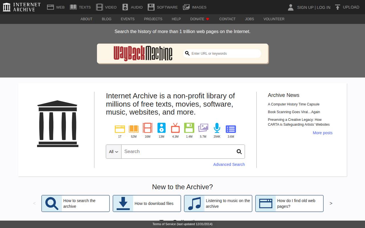 Screenshot of archive.org