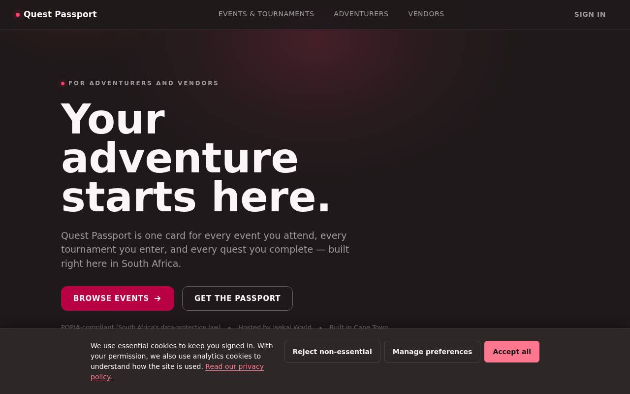 Screenshot of quest.isekaiworld.co.za