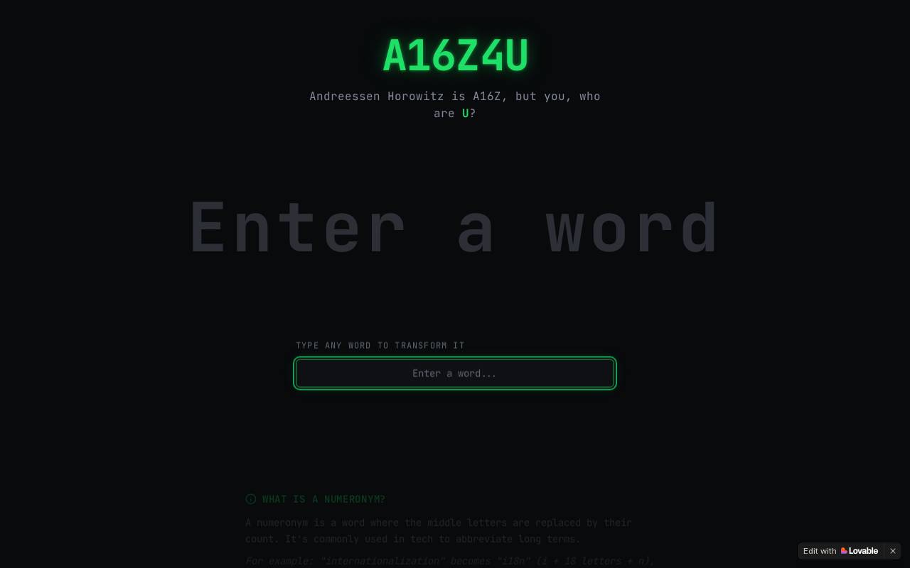 Screenshot of a16z.lovable.app