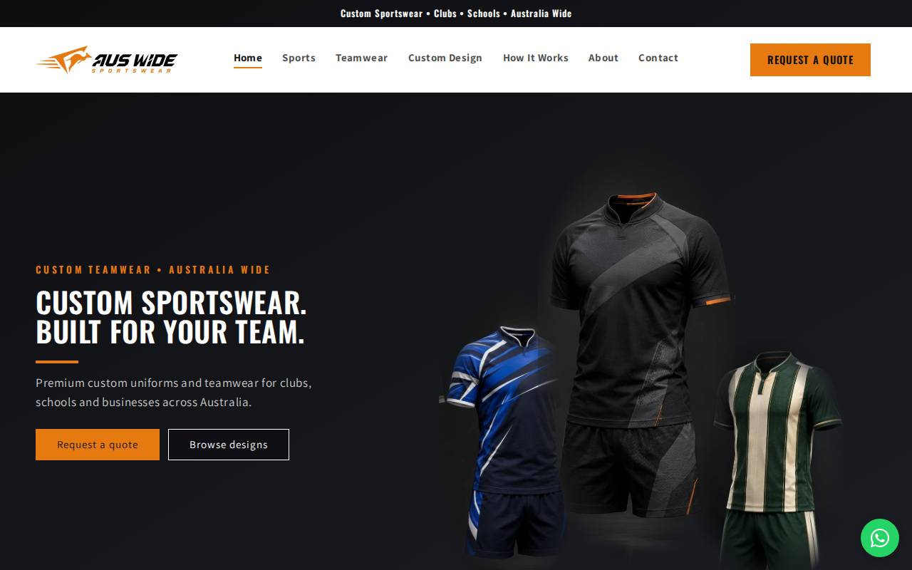 Screenshot of auswidesportswear.com.au