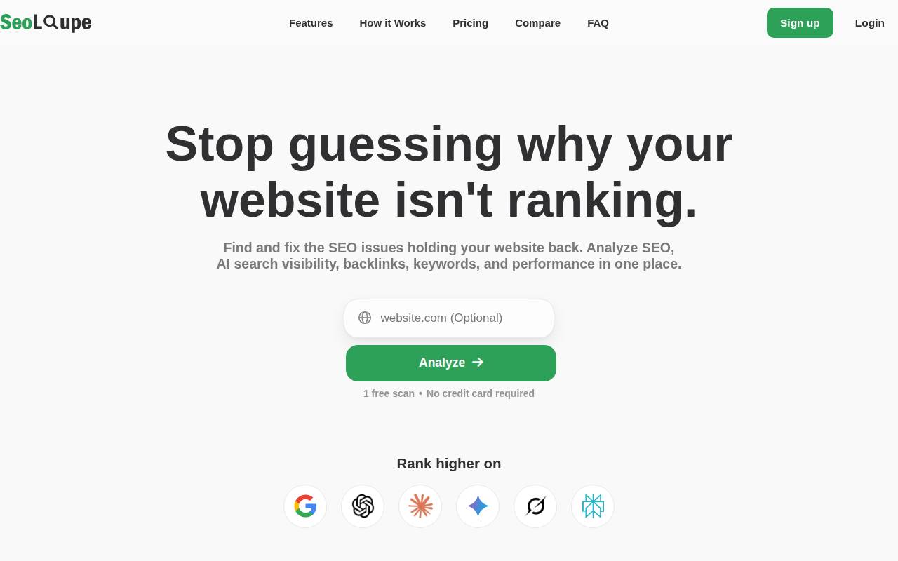 Screenshot of seoloupe.com