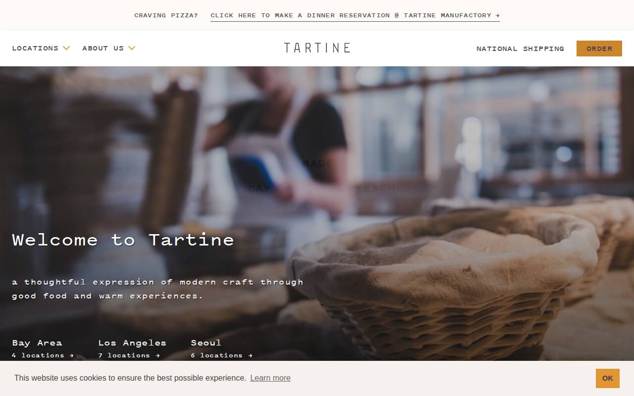 Screenshot of tartinebakery.com