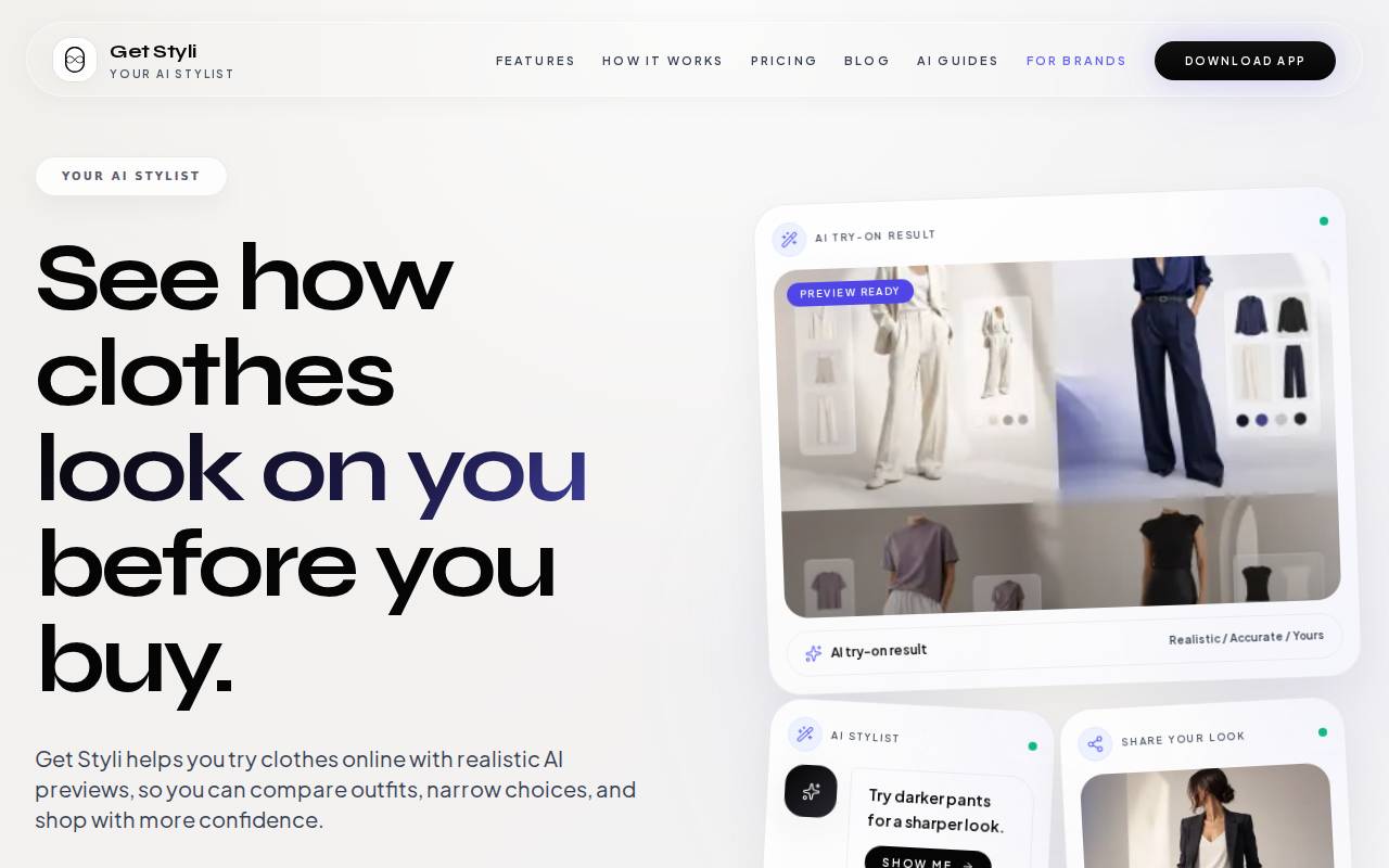 Screenshot of www.getstyli.com