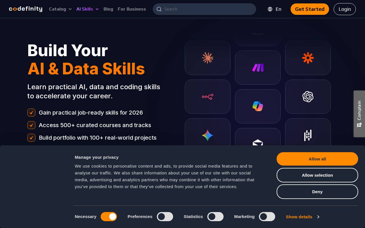 Screenshot of codefinity.com