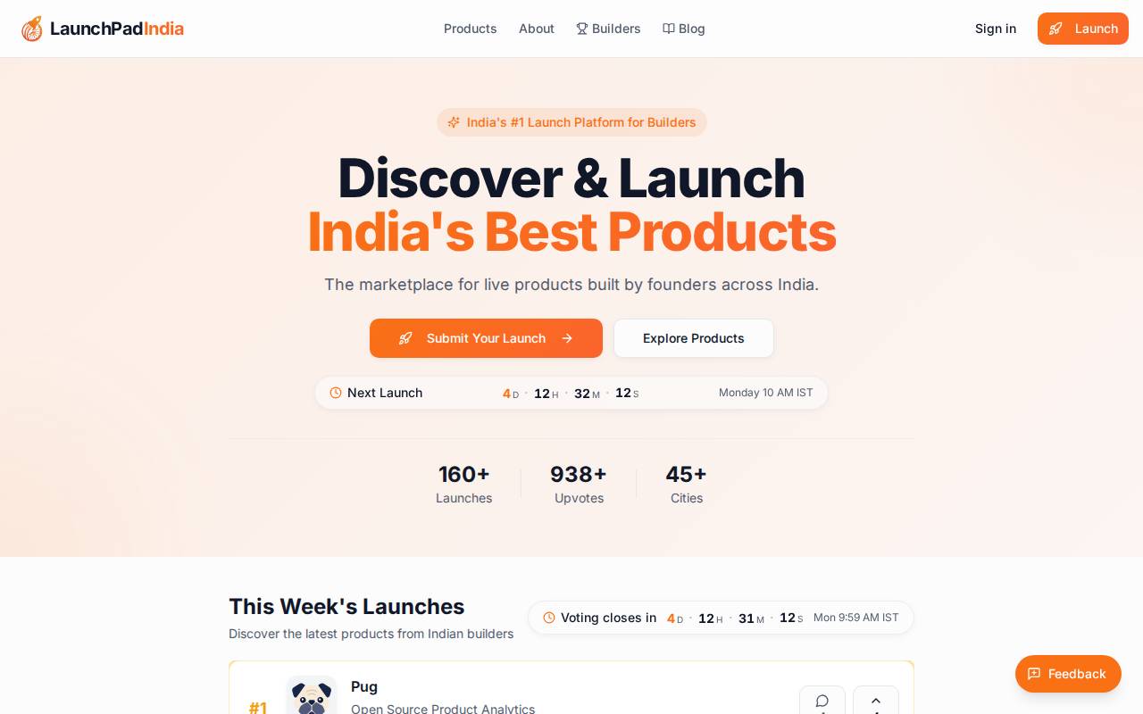 Screenshot of launchpadindia.co