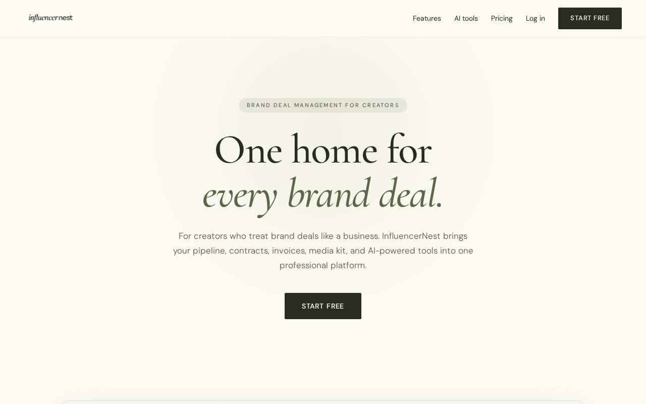 Screenshot of theinfluencernest.com