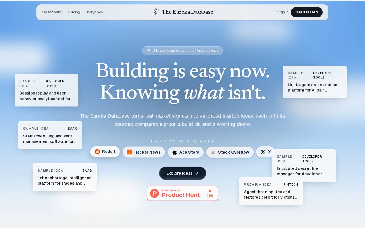 Screenshot of theeurekadatabase.com