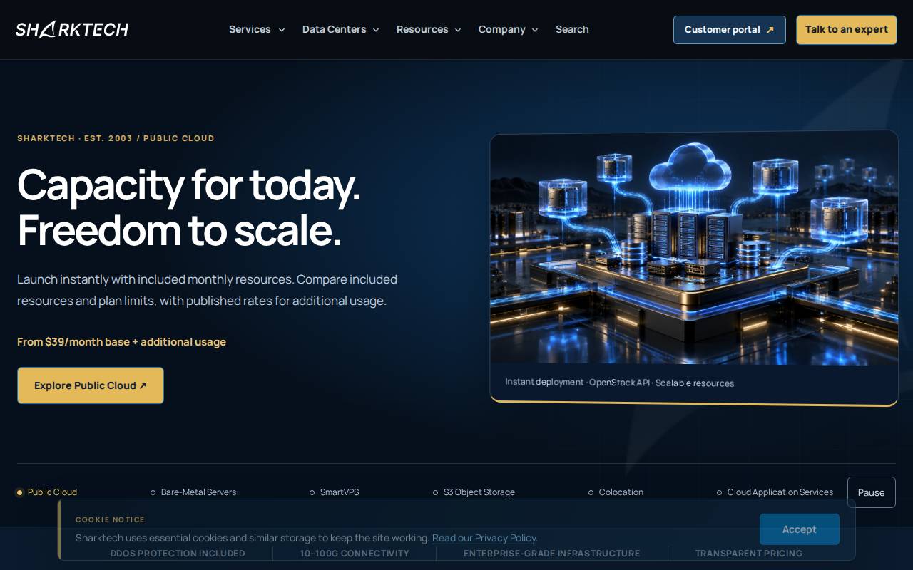 Screenshot of sharktech.net
