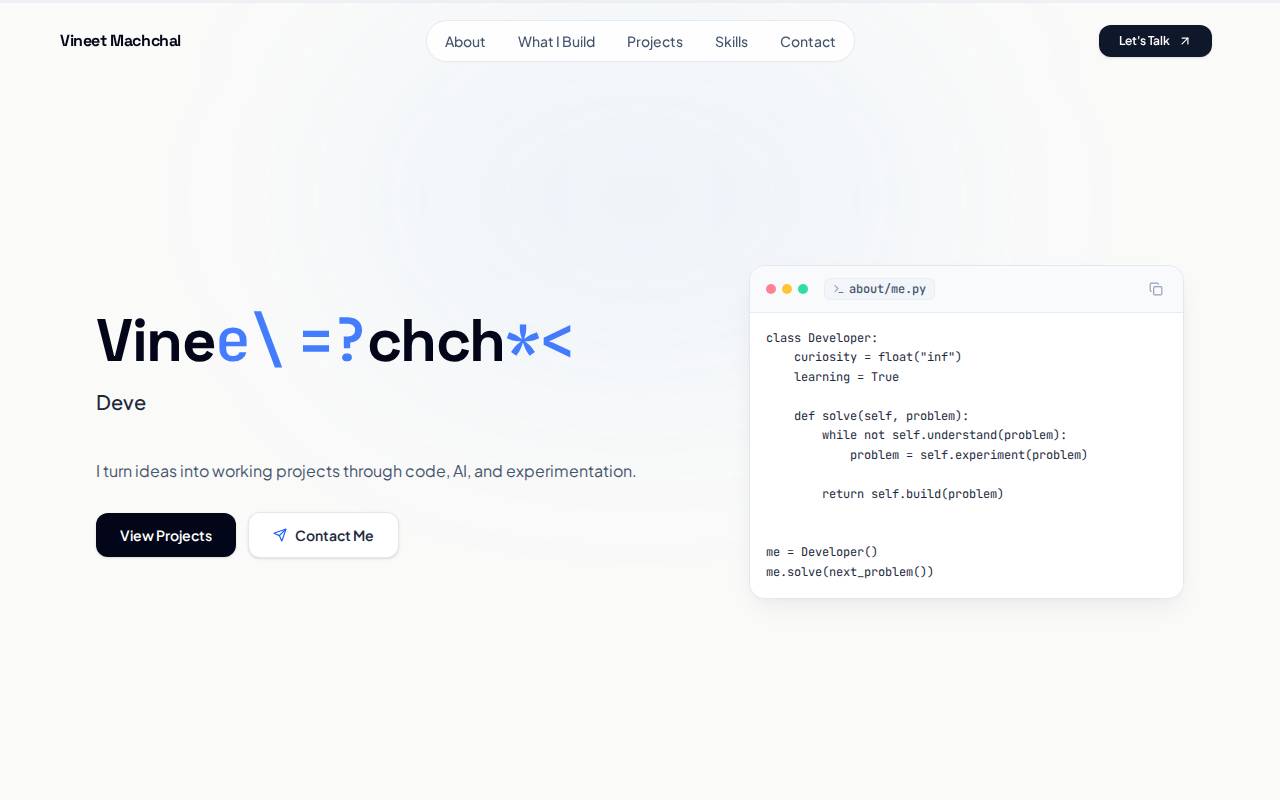 Screenshot of vineetcodes.vercel.app