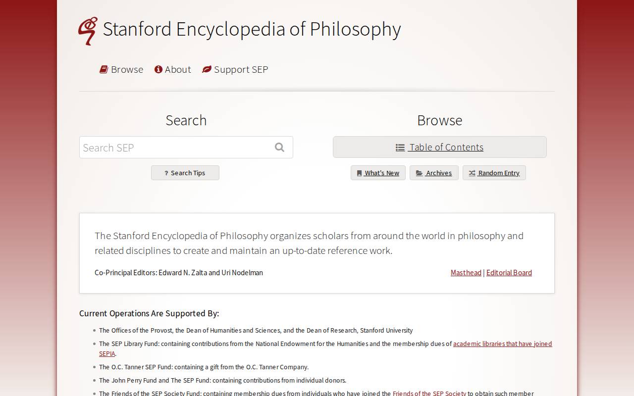 Screenshot of plato.stanford.edu