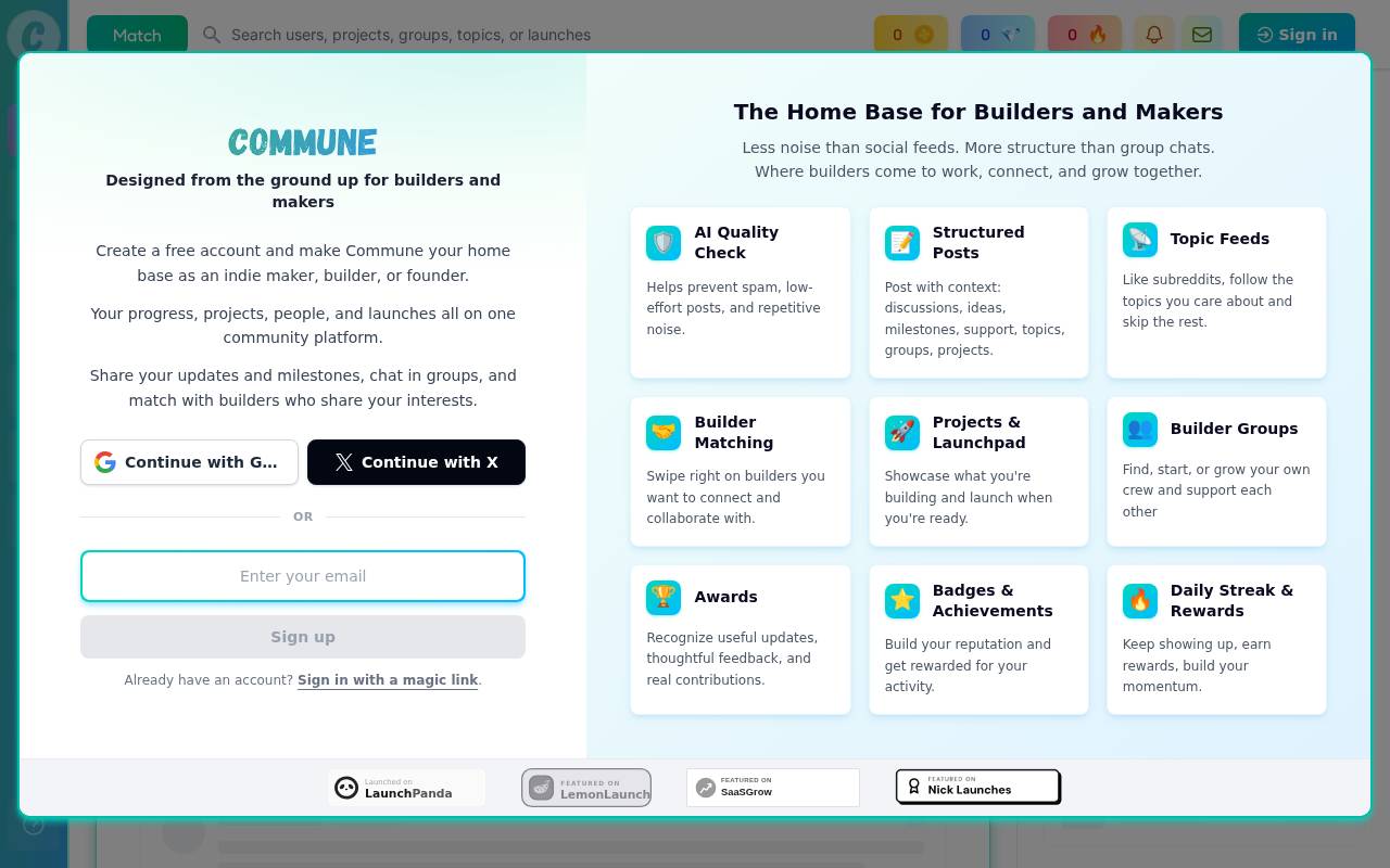 Screenshot of commune.build
