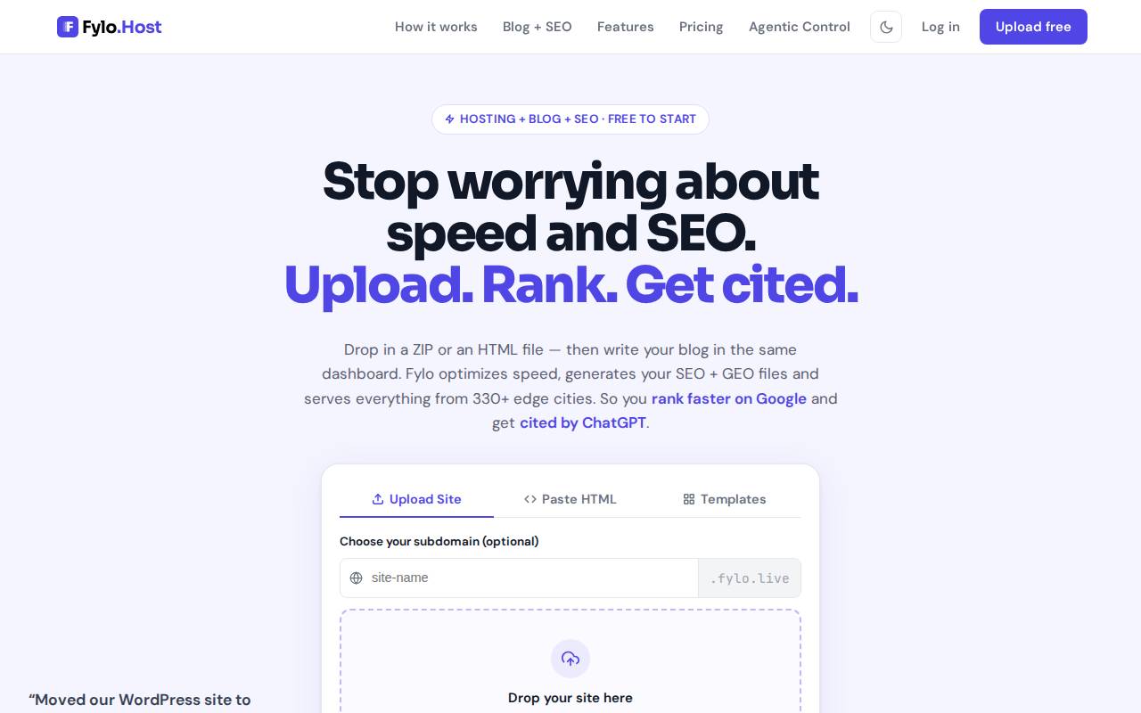 Screenshot of fylo.host