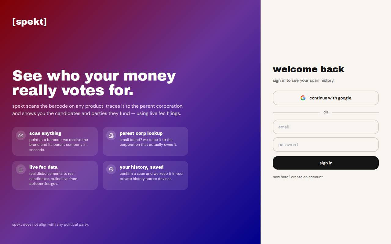 Screenshot of spekt.info