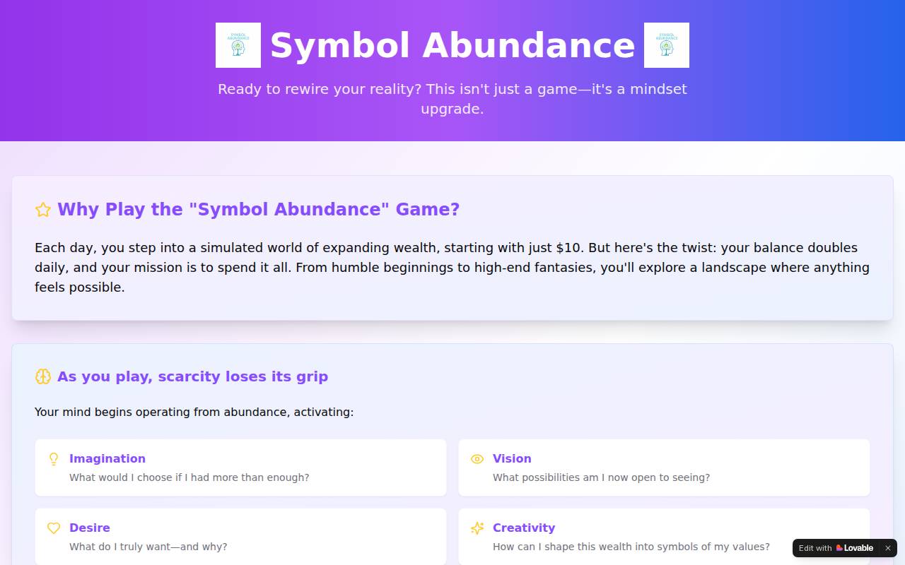 Screenshot of abundant-flow-cart-game.lovable.app