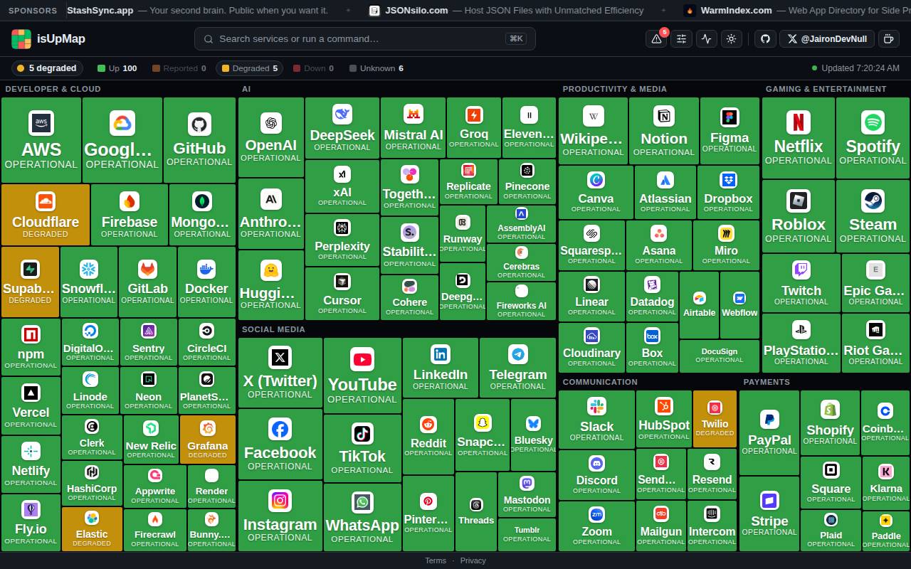 Screenshot of isupmap.com