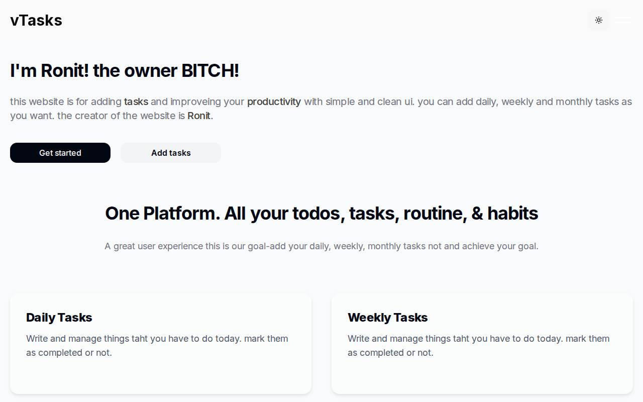 Screenshot of vtasks.vercel.app