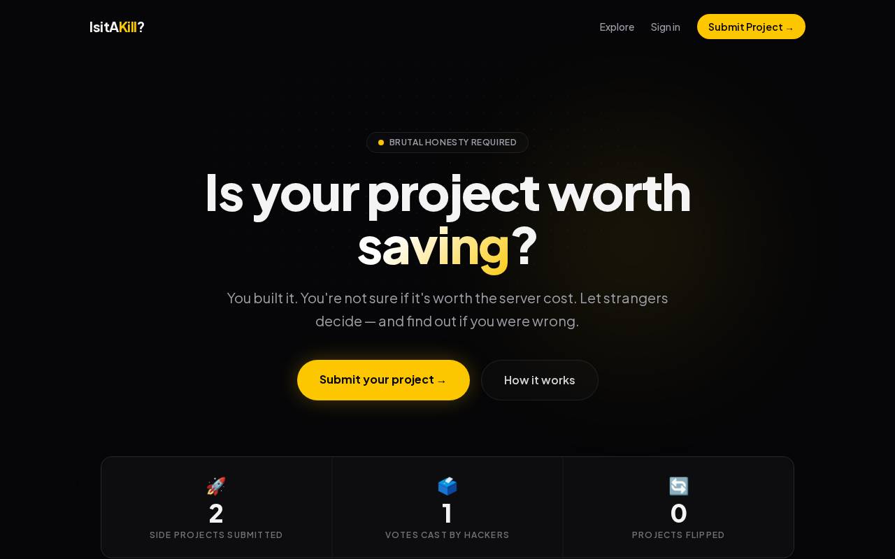 Screenshot of www.isitakill.com